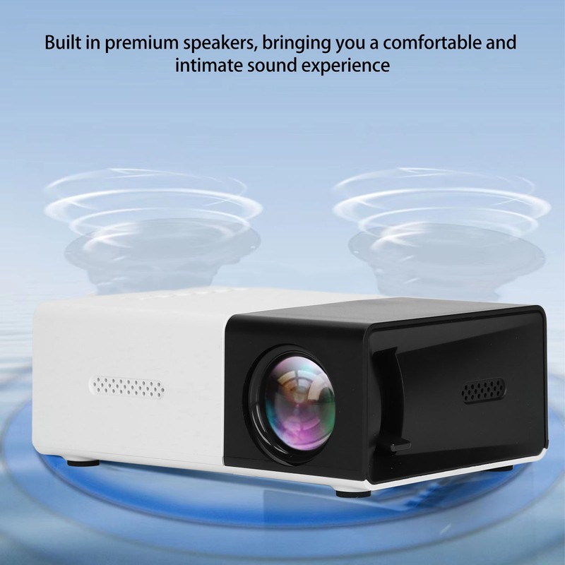 Mini Projector Built in Speakers Diffuse Reflection Imaging Black 1080P