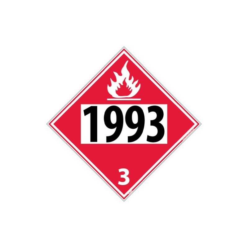 NMC DL40BR DOT Four Digit Placard, "1993 3", 10-3/4" Width