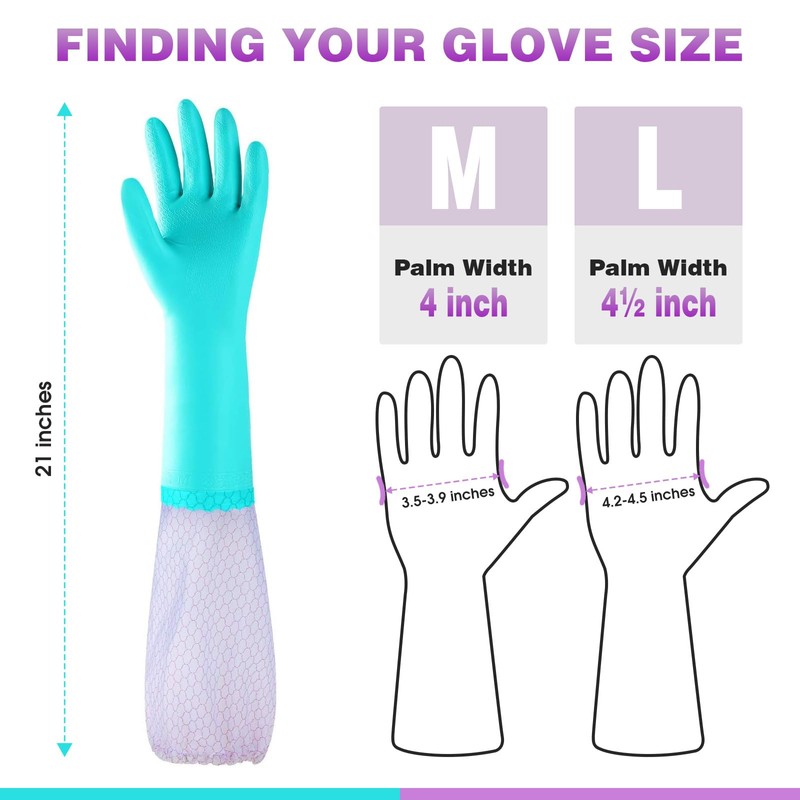 Elgood Reusable Long Sleeve Dishwashing Cleaning Gloves with Latex Free,Cotton