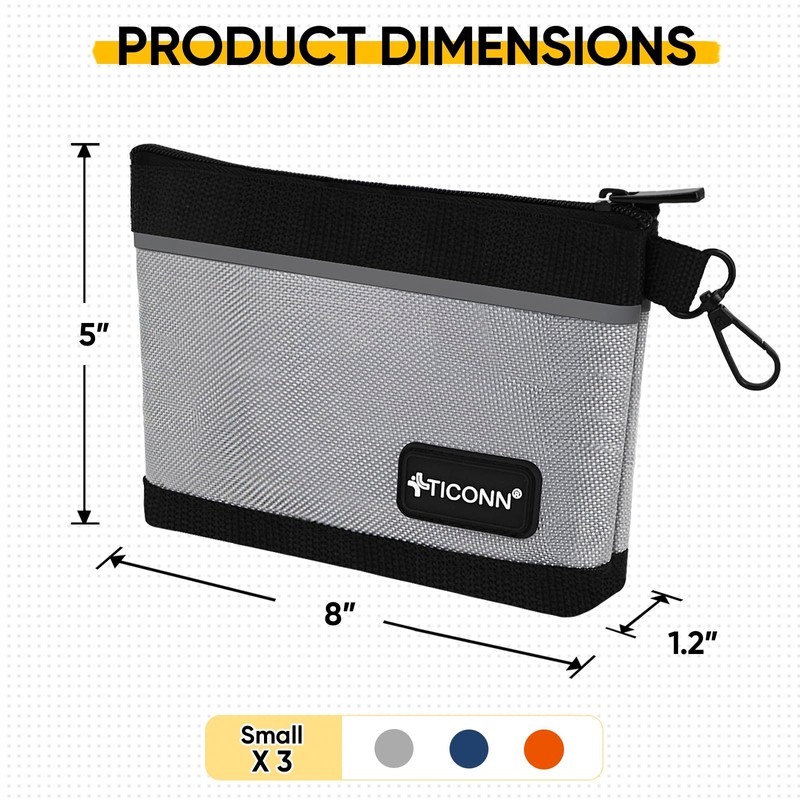 TICONN Tool Pouches with Zipper, 1680D Oxford Small Tool Bags,