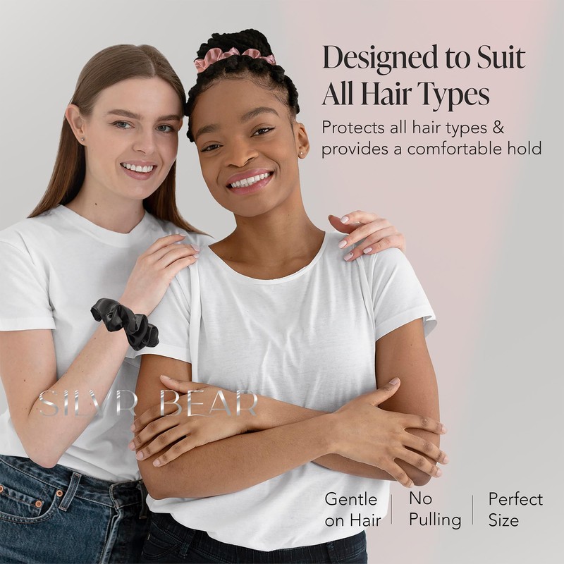 Silvr Bear Luxe Satin Scrunchies for Women | Pack of