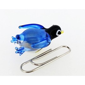 1shopforyou Design Aquarium Miniature Hand Blown Art Glass Swimming Blue Penguin Size SS Figurine Collection