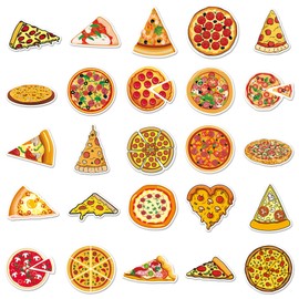 100 Waterproof PVC Pizza Stickers - Party Supplies for Bike, Motorcycle, Skateboard, Luggage