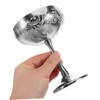 Mobestech Stainless Steel Floral Pattern Goblet Footed Wine Cup for
