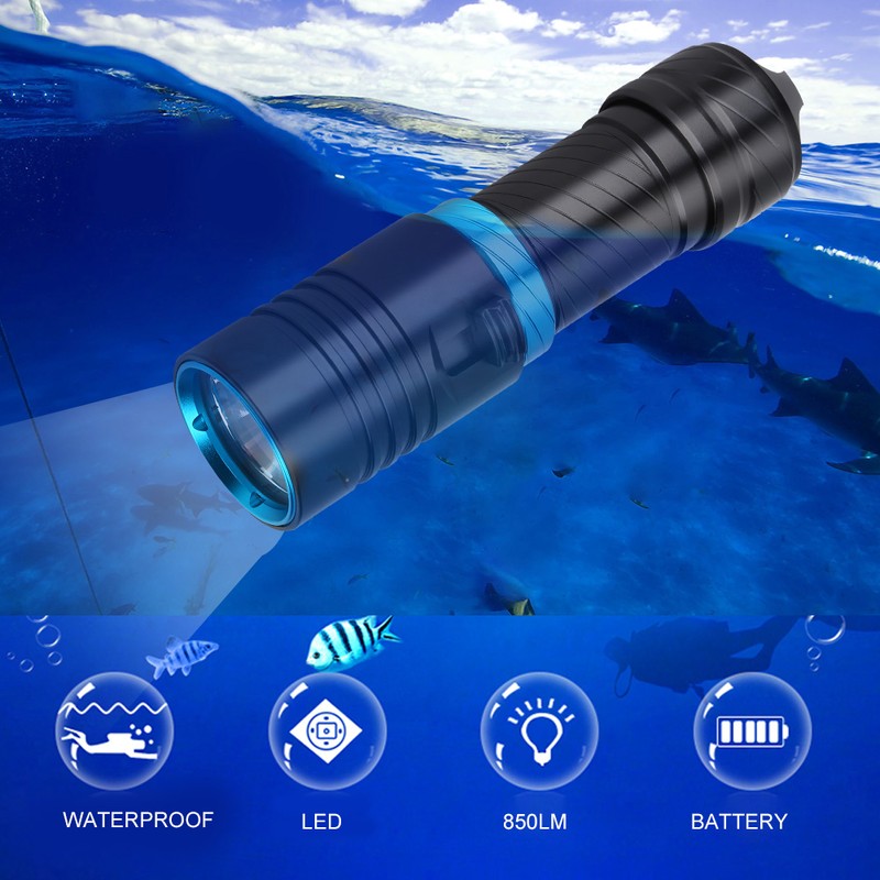 50m Outdoor Underwater Portable LED Torch Aluminium Alloy Waterproof Flahlight