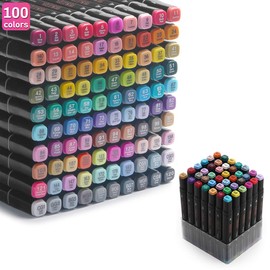 100 Colors Alcohol Markers Dual Tips Permanent Art Marker Pen for Kids & Adult, Alcohol-Based Highlighter Pens Sketch arts set for Coloring ,Painting, Sketching and Drawing.（non free flowing ）