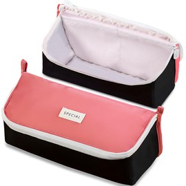 Pencil Case Large Capacity Pencil Pouch with Large Compartment, Foldable Pencil Bags with Zipper Pencil Pouch, Student Pencil Case Stationery Bag for Girls and Boys Teen Adults Women Men (Red Black)