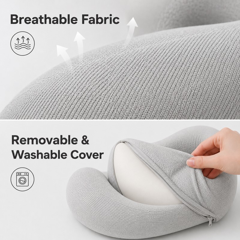 U-Shaped Neck Pillow Neck Support Slow Rebound Adjustable Travel Neck