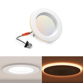 POWERASIA 1 Pack 4 Inch LED Can Lights with Night Light, 5CCT Retrofit Recessed Lighting Selectable 2700K-6000K Dimmable, 9W=55W, 630LM Downlight with Metal Smooth Trim - ETL and Energy Star