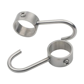 Pxyelec Tube Rod Hooks Adjustable Multi-Function Heavy-Duty Stainless Steel J Typed Hooks Kitchen J Shaped Hooks Bathroom Wardrobe Pipe Hanger (10 Pack)