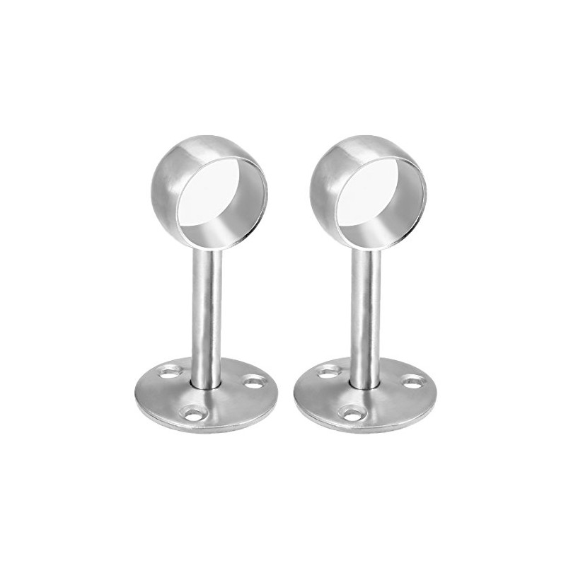 uxcell Wardrobe Pipe Bracket, 32mm Dia, 92mm Height, Wall Mounted