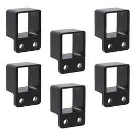 Plum Fittings Aluminum Fence Standard Wall Mount 1 1/4" x 1 1/4" for Rails - Residential Rail Mounts | Black | Pack of 6