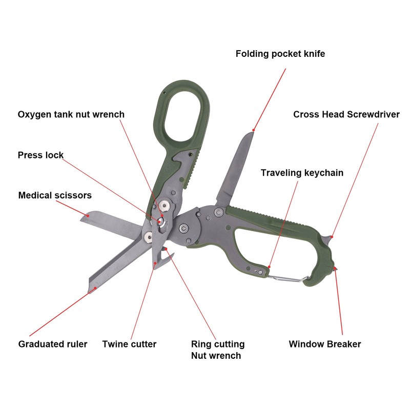 Foldable Emergency Response Shears Simple Portable Multifunctional Folding Emergency Scissors