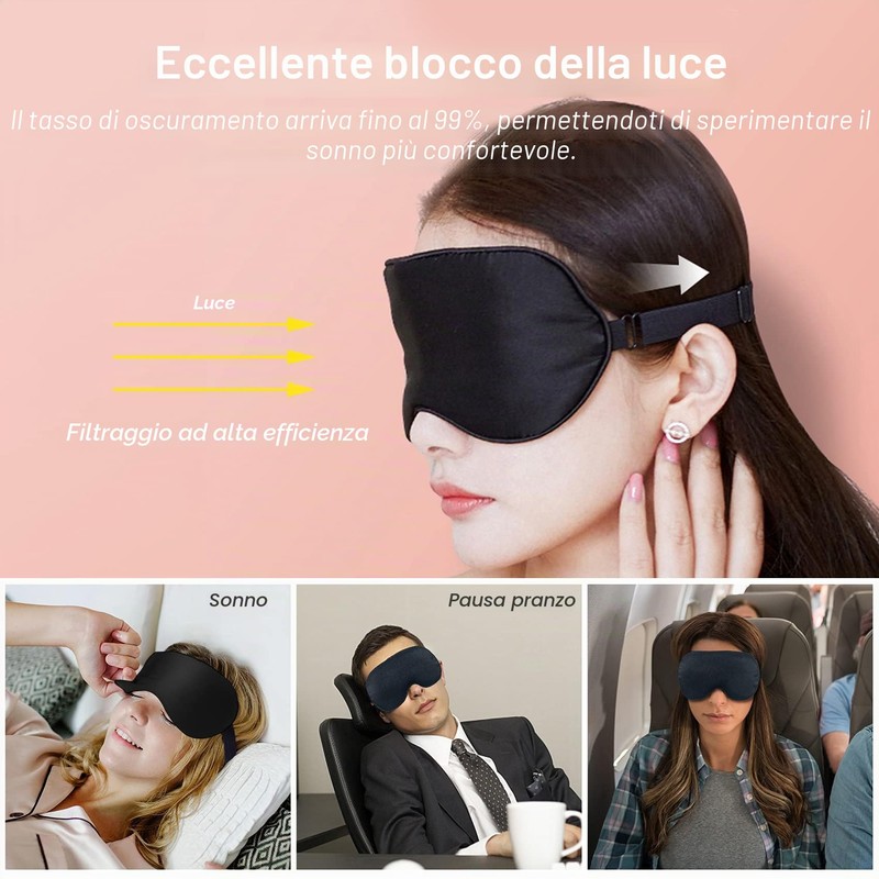 Audamp - Maschera per dormire, mascherina oscurante per gli occhi,