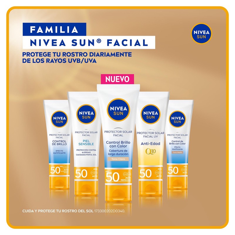 NIVEA SUN Protector Solar Facial Control de Brillo Tono Claro