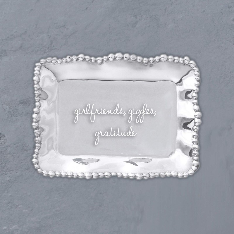 Beatriz Ball Giftables Organic Pearl Rect Engraved Tray- Girlfriends, Giggles,