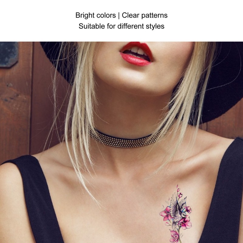 20pcs Temporary Tattoos Stickers Waterproof Long Lasting Flower Fake Tattoo