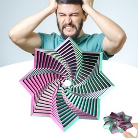 Fractal Fidget Hexagon-3D Star Shaped Fidget Toys for Stress Relief,3D Printed Anti-Stress Sensory Cubes for Kids & Adults,Toys for Kids,Colorful Anxiety Relief(Red Green)