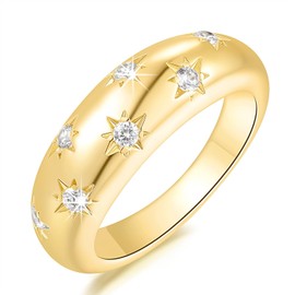 ODIHUI 14K Gold Rings for Women Gold Band Rings Woman Wide Gold Band Rings for Women Ultimate Blend of Elegance and Brilliance Gold Non Tarnish Rings 5-9 (7)