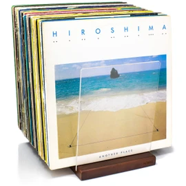 Premium Vinyl Record Storage - a Mid-Century Style Record Holder for Albums, 60-70 LP Capacity - Complements Any Record Player (Brown)