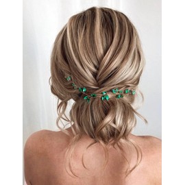 Brihasory Simple Rhinestone Headband Green Red Wedding Hair Accessories for Brides Bohemian Tiaras for Women and Girls Goddess Costume Hair Decoration Party Christmas Prom Bridesmaid Gifts(Green)