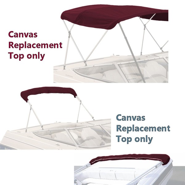 SavvyCraft 4 Bow Bimini Replacement Top Canvas Cover 4 Bow 96" L 54"-60" W Burgundy Color