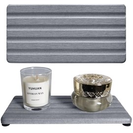 2 PCS Water Absorbing Stone Trays for Bathroom Sink & Kitchen Counter, Fast-Drying Diatomite Sink Caddy, Vanity Tray, Hand Soap Holder with Anti-Skid Pads (Grey, 7.9" x 4"/20 x 10cm)