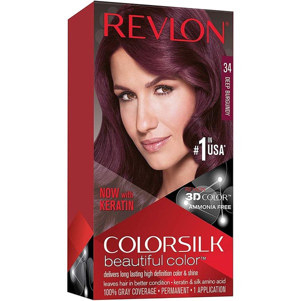 Revlon Colorsilk Beautiful Color for Unisex, 34 Deep Burgundy
