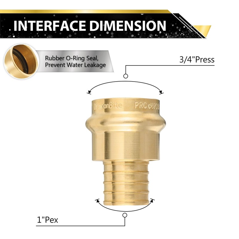 (5-PACK) FOSKAN 3/4 inch Press x 1 inch PEX Crimp,Brass
