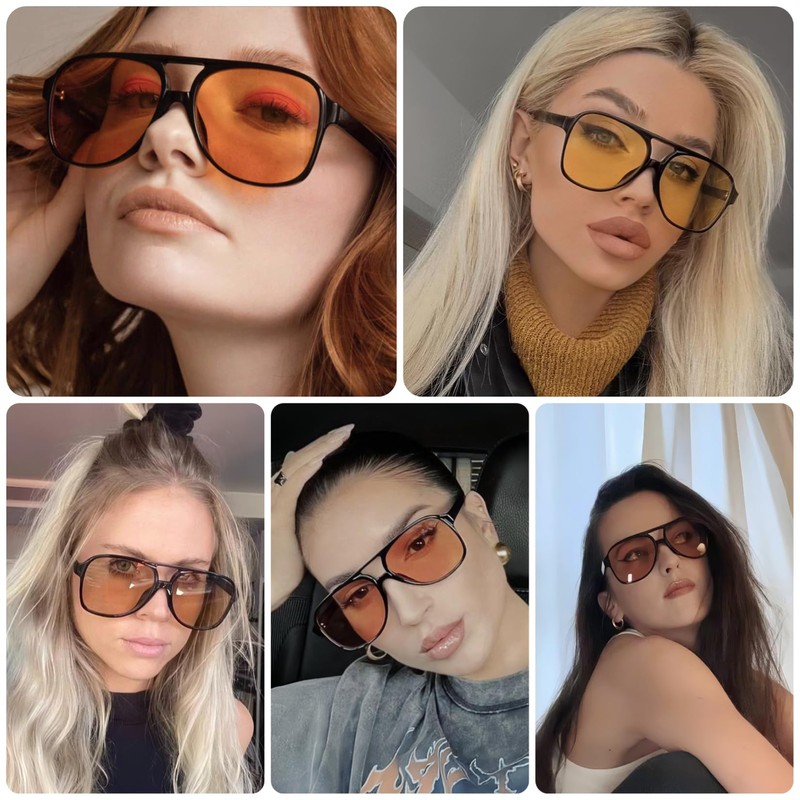 RUNHUIS Vintage 70s Sunglasses Women Men Retro Large Square Frame