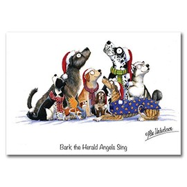 Dog Christmas Card. Bark The Herald Angels Sing by Alex Underdown