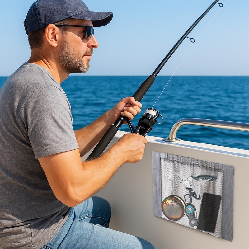 Boat Adhesive Backed Storage Bag - Marine Mesh Organizer Pouch