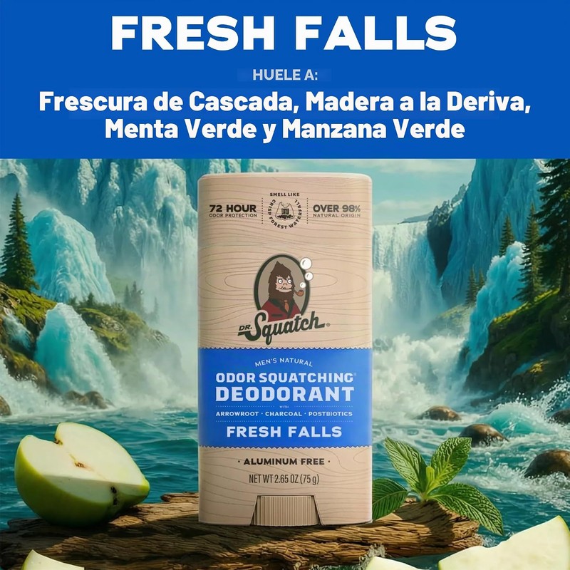 Dr. Squatch Desodorante natural para hombres, sin olor, sin aluminio,