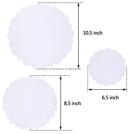 Tupalizy 45PCS Disposable Lace Paper Doilies for Cakes Desserts Plates Tables Paper Placemats for Crafts Serving Trays Holiday Wedding Christmas Tea Party Decors Gifts Wrapping, 6.5, 8.5 and 10.5inch
