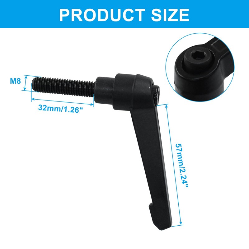 PHITUODA 2Pcs Adjustable Clamping Lever Handle M8 x 32mm Male