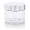6 oz Clear PET Plastic Jar with Silver Metal Overshell