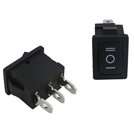 Lumonic 5 x Plastic Rocker Switch 21 x 15 mm in Black I with a 4.8 x 0.8 mm Plug Flat Connector I Suitable for 250 V 6 A