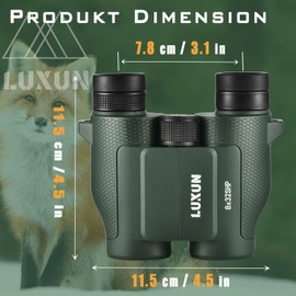 LUXUN 8 x 32 Small Binoculars Adult Compact Binoculars for Hunting Large Eyepiece Ultrasharp Binoculars Mini Binoculars for Bird Watching, Green