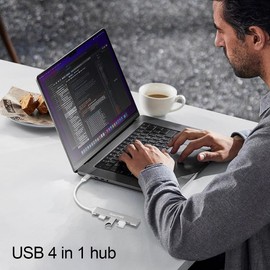 USB Hub for Laptop USB Multiport Adapter Multiple USB Port Extender USB a hub USB Splitter 1 in 4 Out with USB 3.0 hub 4 Port USB hub for PC Mac Mouse HDD Keyboard iMac Flash USB to Multiple USB