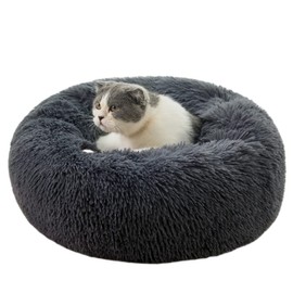Dotala Calming Dog Bed for Small Dog & Cat Anti-Anxiety Puppy Bed Machine Washable Fluffy Luxury Anti-Slip Waterproof Donut Cuddler Round Dog Bed (S-50cm)