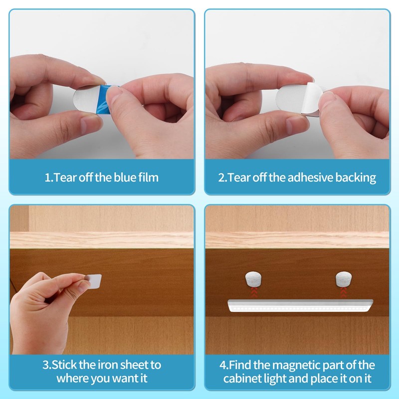 12pcs Under Cabinet Lights Magnetic Stickys, Replacement Magnetic Strips with