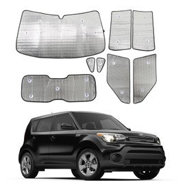 Windshield Sunshade Kit for Kia Soul 2009-2013 Accessories Front Rear Window Sun Shade Foldable Sun Visor Privacy Protection Cover UV Blocker HeatShield Windshield Side Rear Window Full Set