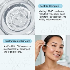 Skin Perfection Matrixyl 3000, Palmitoyl Oligopeptide and Tetrapeptide 7, Reduces the Appearance of Wrinkles and Brings Back a Youthful Look, This Is a Serum Booster to Make Your Own Anti Aging Skincare with Skin Perfection Lotion Making Supplies.