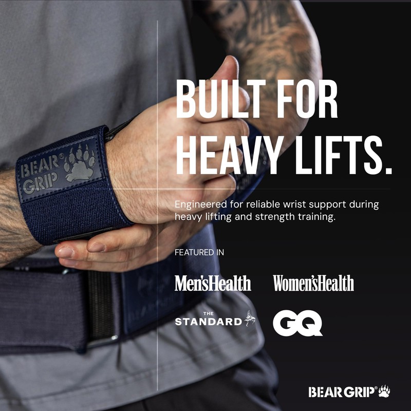 BEAR GRIP Weight Lifting Wrist Wraps Support for Gym |
