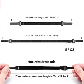 SSKHE Pack of 5 Adjustable Glasses Holders, Adjustable Glasses Holders, Adjustable Glasses Straps, Adjustable Sports Glasses with Non-Slip Glasses Strap for Men Women Children, black