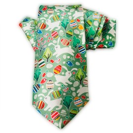 Cyborpon Men's Easter Tie Silky Necktie Easter Eggs Rabbits Floral in Pastels for Parades Sundays - Gift Wrapped 2 Free Stickers (EasterFun)