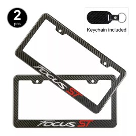 Custom 2pcs Ford Focus St license plate frame carbon fiber look style plastic
