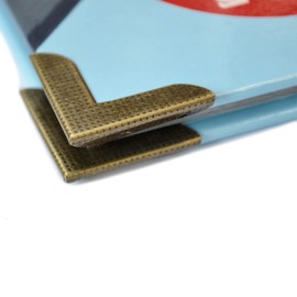 20 Pcs Vintage Bronze Corner Protectors Decorative Metal Covers Antique Safety Guards Retro Right Angle Bracket for Menu Book Photo Album Scrapbook Wood Case Edge Mini Small Size (Side Length:3cm)