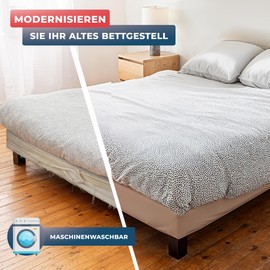 WRAPPYBAG 160 x 200 cm Cotton Bed Cover with Elasticated Straps - Renew and Modernise Your Old Bed - Beige - 6 Sizes Available