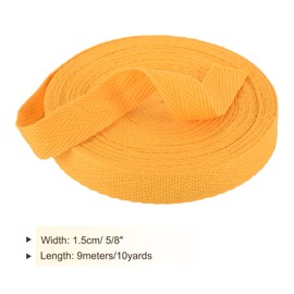 PATIKIL Cotton Twill Tape 15mm(5/8") 9m(10 Yards) Cotton Ribbon Bias Binding Tape Herringbone Webbing Trim for Sewing Gift Wrapping DIY Ginger Yellow